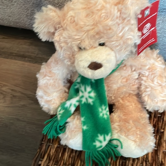 2 Plush Bears Stuffed Animal BonTon Stores Brand Christmas snowflake sca… - Picture 5 of 5